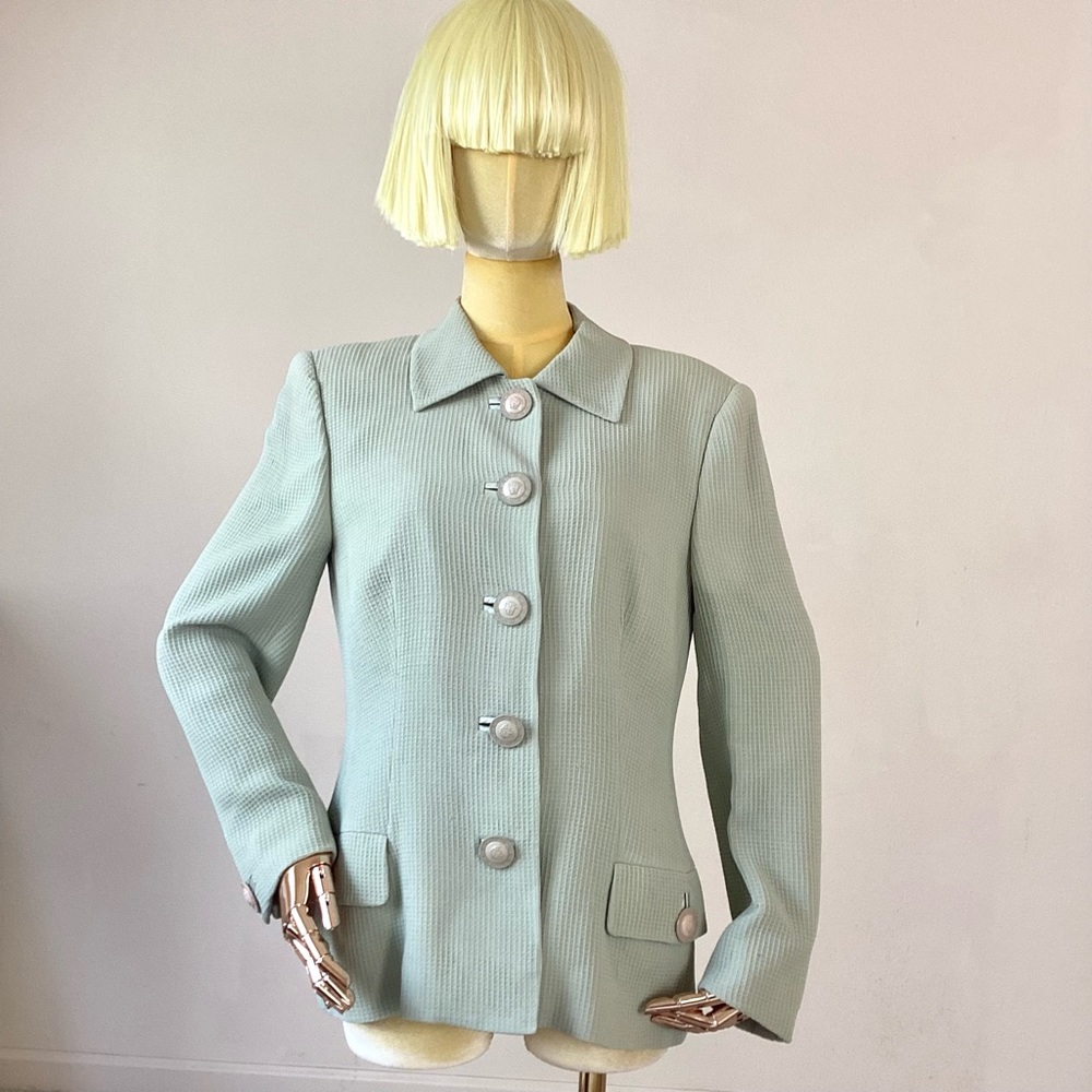 Gianni Versace Couture Green Medusa Buttons Blazer SZ M
